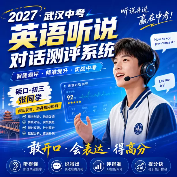 武汉中考英语听说机考官方说明硚口·初三张同学(纠正发音,跻身校内前列)